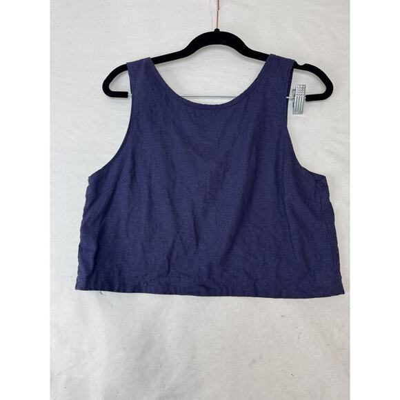 Linen Crop Top Split Back Sleeveless Whimsigoth Goth Rare Purple Medium - Picture 3 of 7